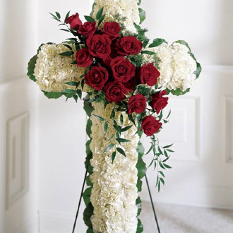 White Cross with Red Rose 401